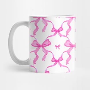 Hot Pink Ribbons and bows in watercolor. Mug